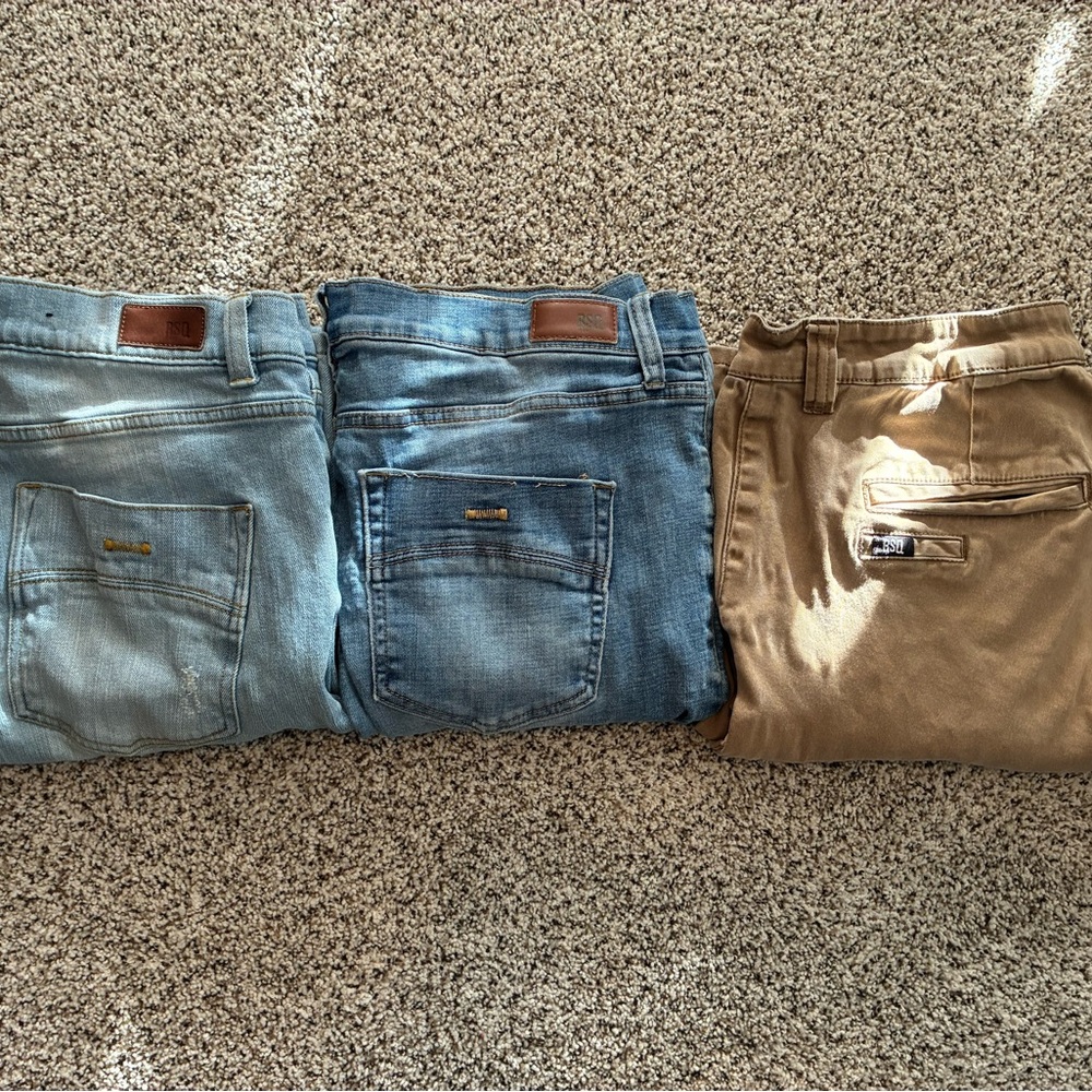 RSQ Men's Light Blue & Medium Blue Denim Jeans with Tan Chinos